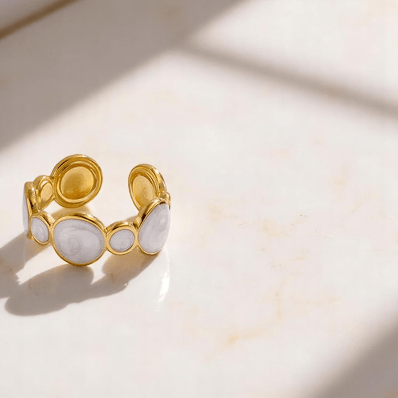 Dainty Enamel Ring | PVD 18K Gold Plated, Stainless Steel, Water Proof - For Women | Includes: Ring