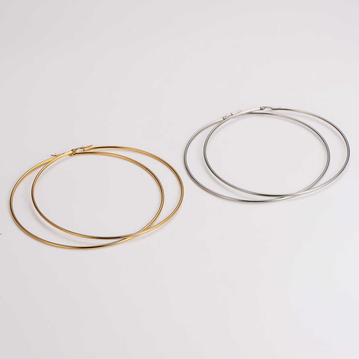 Elegant Big Hoop Earrings | Silver Plated, Stainless Steel, Water Proof - For Women | Includes: Earrings