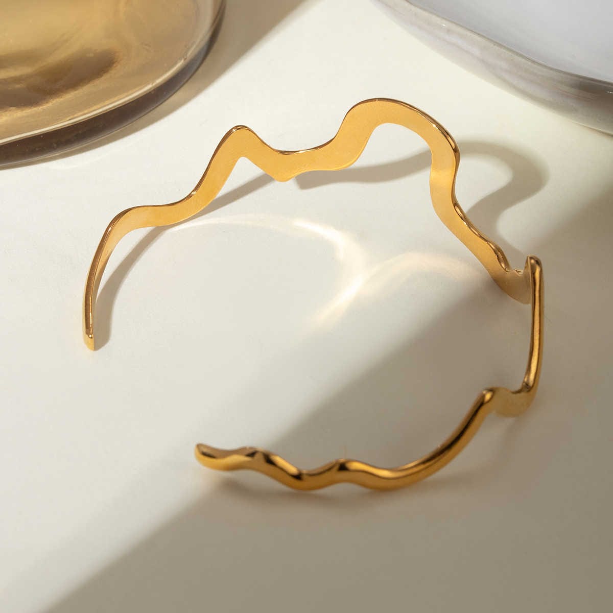 Artisan Golden Cuff | PVD 18K Gold Plated, Stainless Steel, Water Proof - For Women | Includes: Bracelet