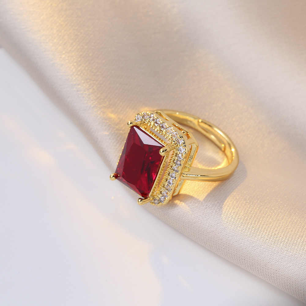 Ruby Baguette Set | PVD 18K Gold Plated, Waterproof & Anti-tarnish - For Women | Includes: Necklace, Earrings, Ring