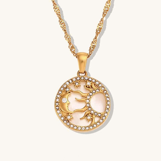 Celestial Design Necklace | 18K PVD Gold Plated - For Women | Includes: Necklace