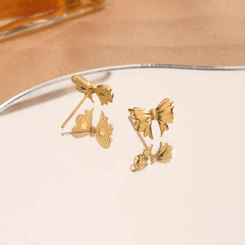 Elegant Bow Earrings | 18K PVD Gold Plated - For Women | Includes: Earrings