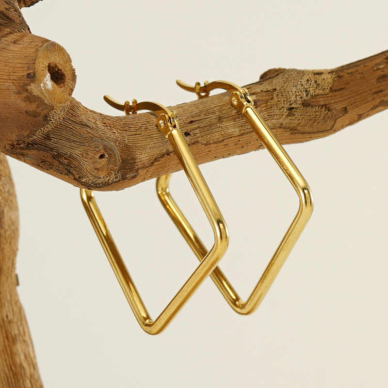 Modern Square Earrings | PVD 18K Gold Plated, Stainless Steel - For Women | Includes: Earrings