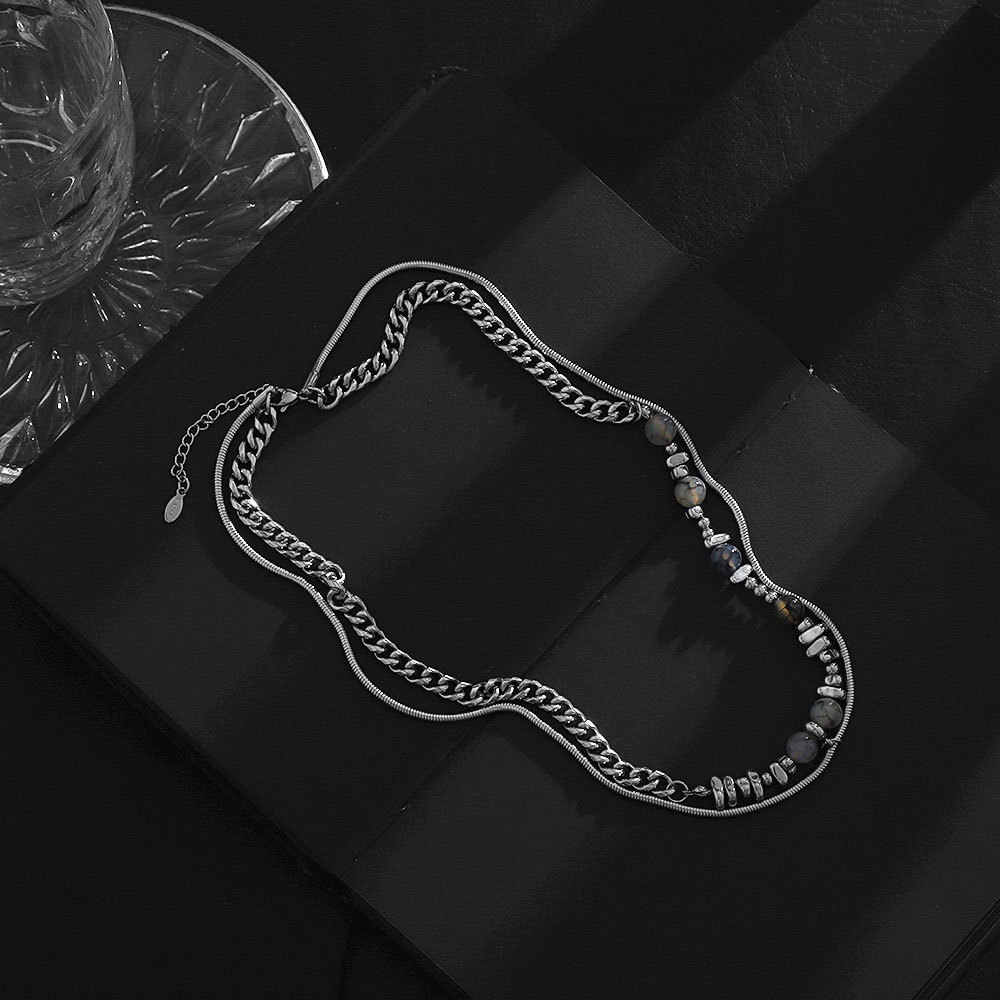 Statement Double-Layered Necklace | Gemstones - For Men | Includes: Necklace