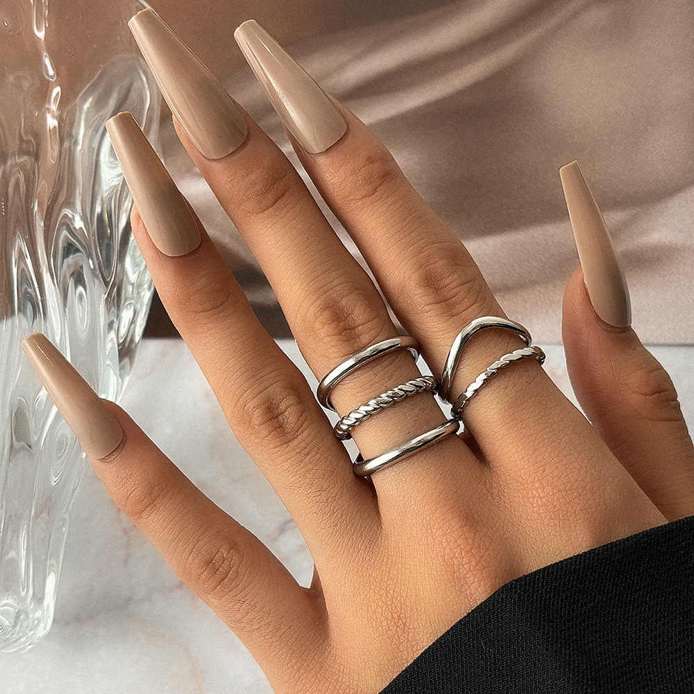 Chic Silver-Toned Rings | PVD Silver Plated - For Women | Includes: Rings (Set of 2)