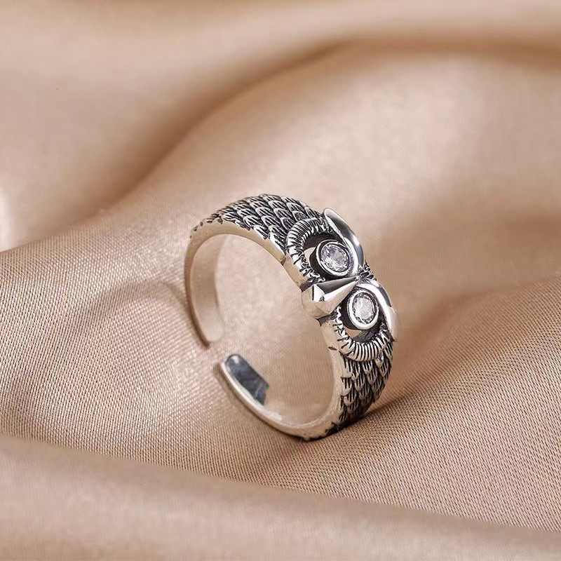 Owl Adjustable Rings | PVD Silver Plated - For Women | Includes: Rings