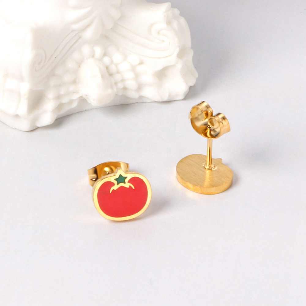 Quirky Tomato Earrings | 18K PVD Gold Plated - For Women | Includes: Earrings