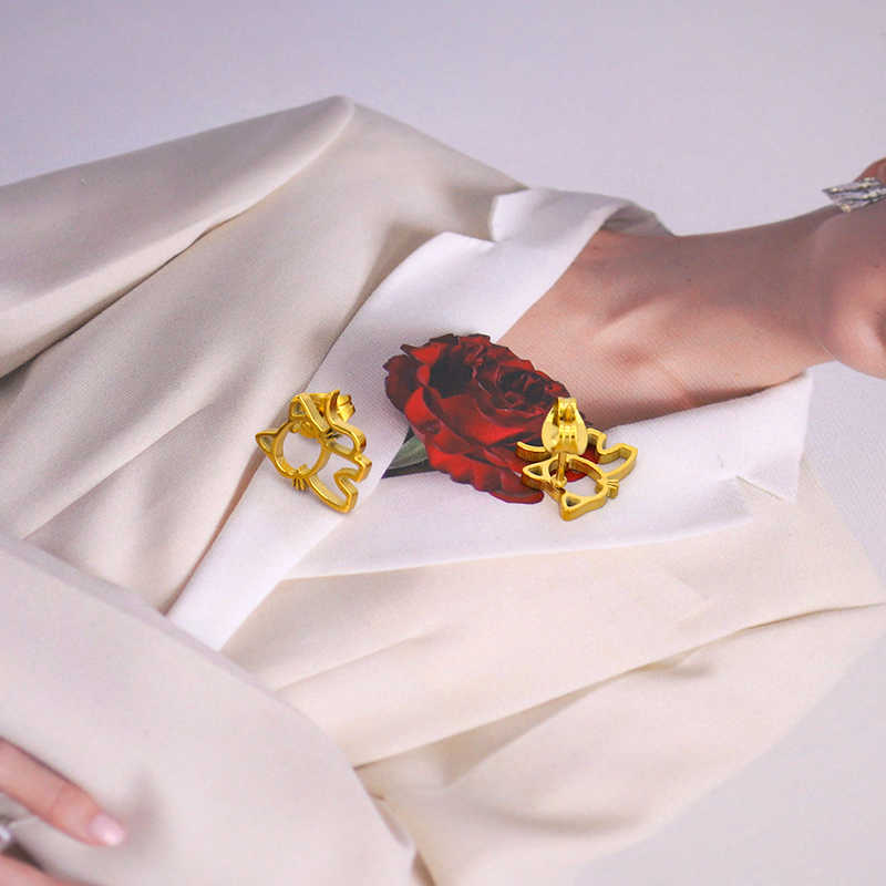 Chic Cat Earrings | 18K PVD Gold Plated - For Women | Includes: Earrings
