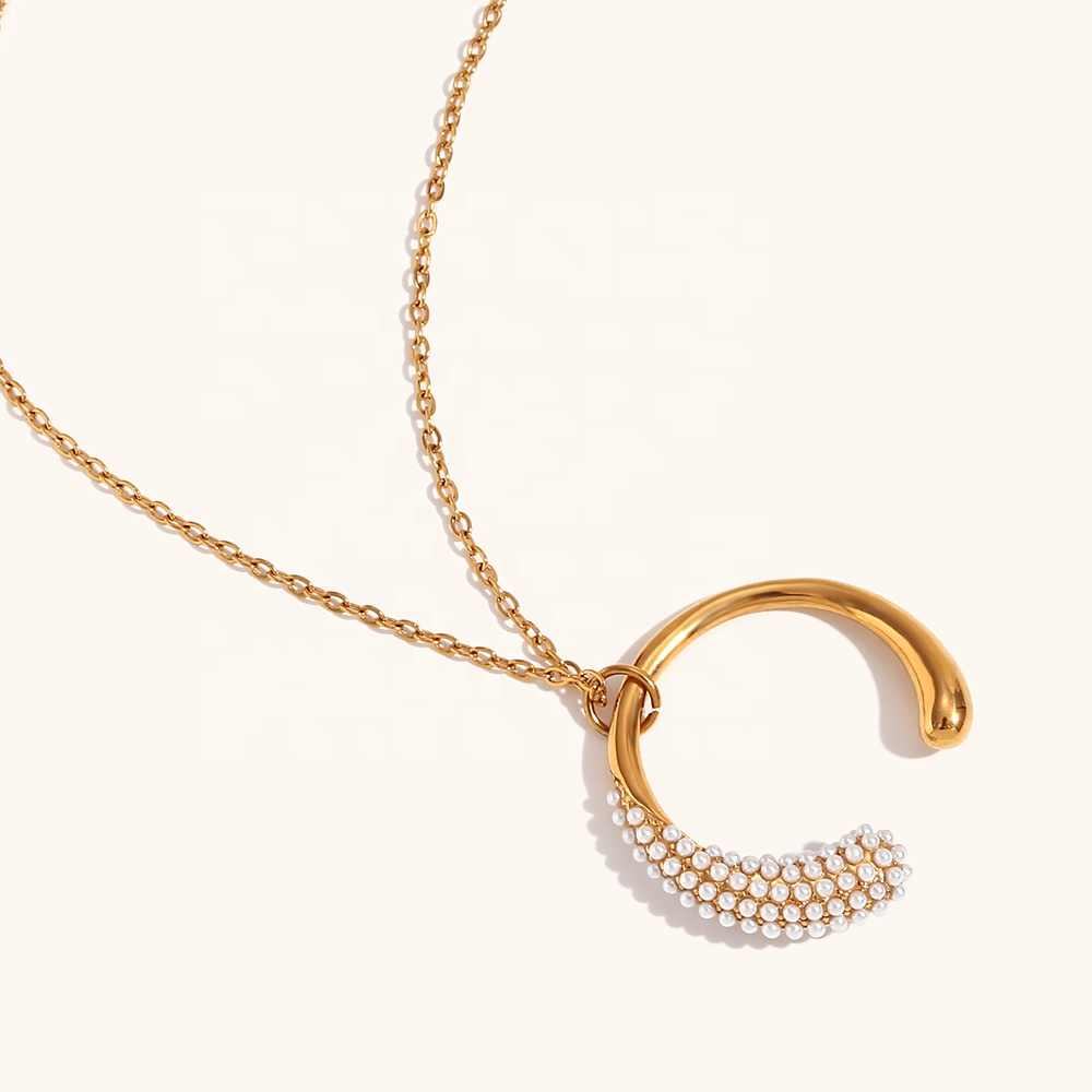 Chic Semi Round Necklace | 18K PVD Gold Plated - For Women | Includes: Necklace
