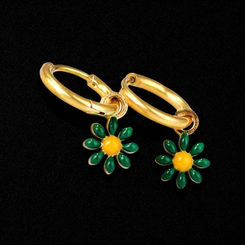 Floral Charm Earrings | 18K PVD Gold Plated - For Women | Includes: Earrings