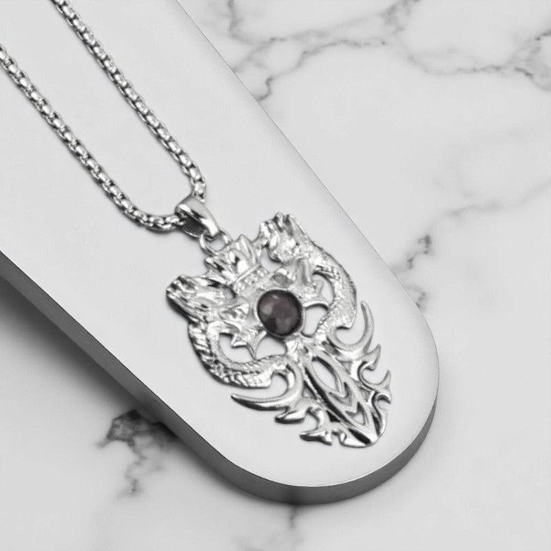 Mythic Double Dragon Necklace | Premium Alloy - For Men | Includes: Necklace