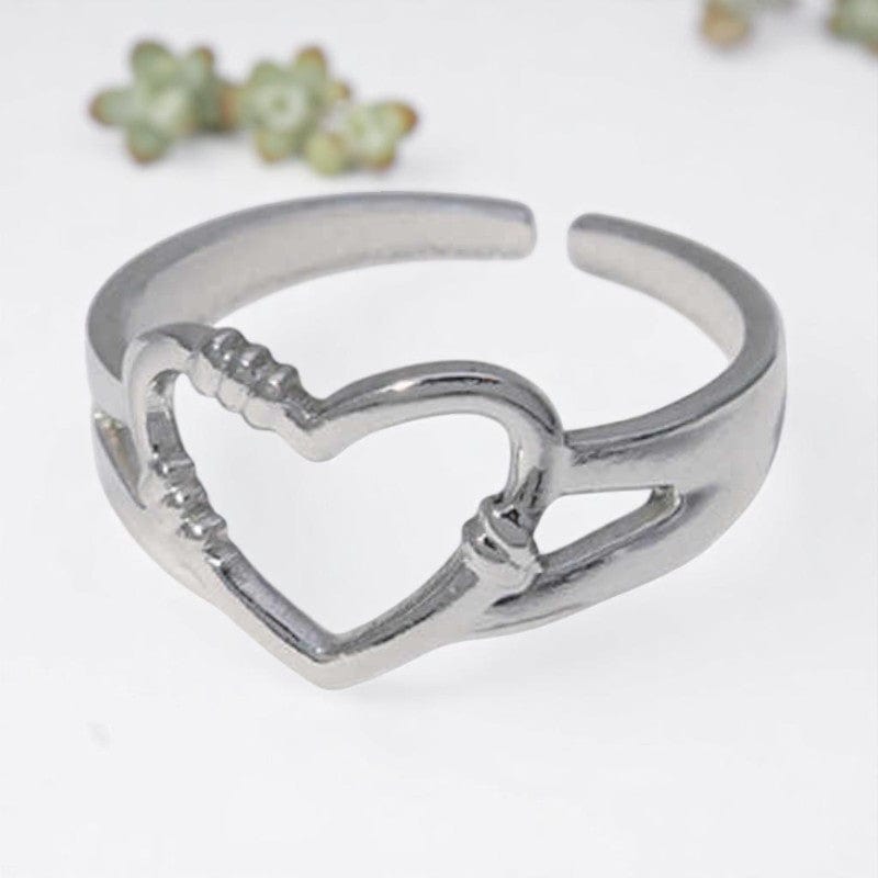 Romantic Heart Ring | PVD Silver Plated - For Women | Includes: Ring