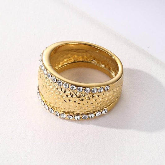 Textured Zircon Ring | 18K PVD Gold Plated - For Women | Includes: Ring