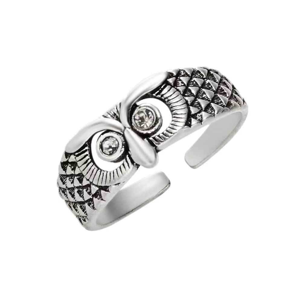 Owl Adjustable Rings | PVD Silver Plated - For Women | Includes: Rings
