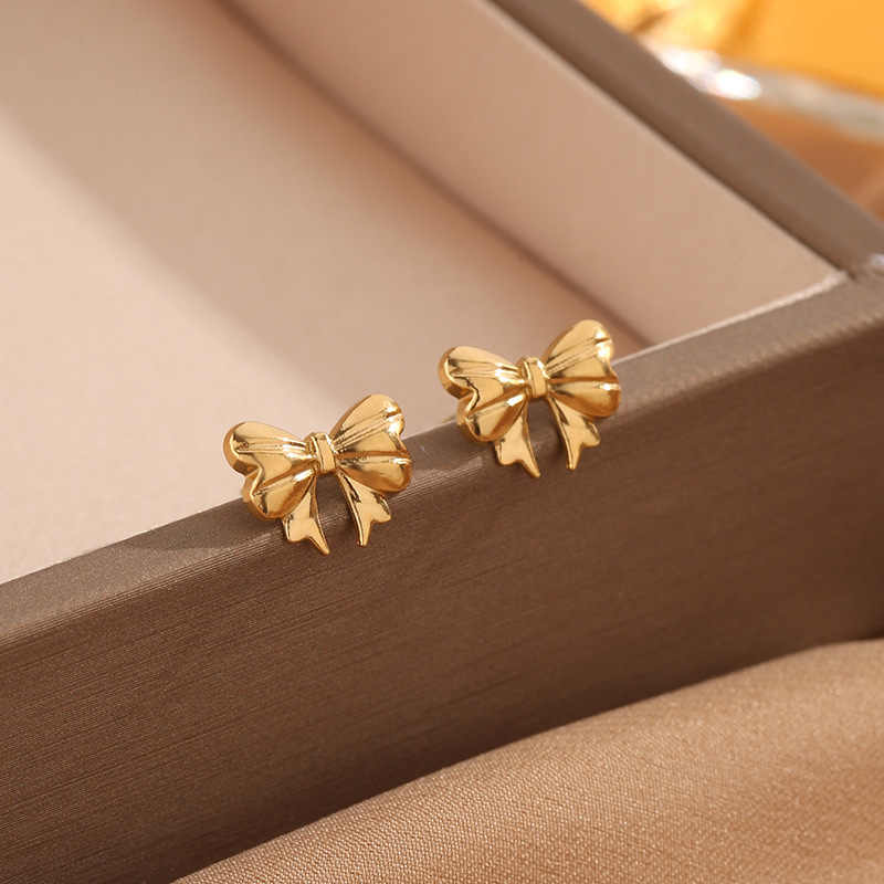 Elegant Bow Earrings | 18K PVD Gold Plated - For Women | Includes: Earrings