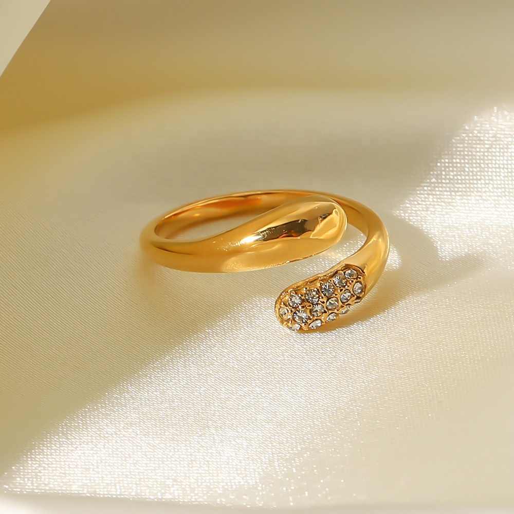Modern Zircon Adjustable Ring | 18K PVD Gold Plated - For Women | Includes: Ring