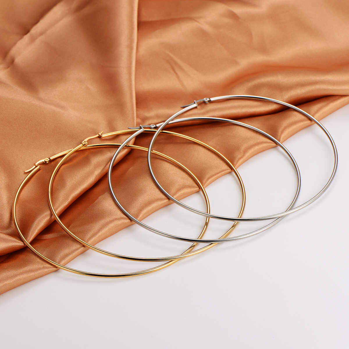 Elegant Big Hoop Earrings | Silver Plated, Stainless Steel, Water Proof - For Women | Includes: Earrings