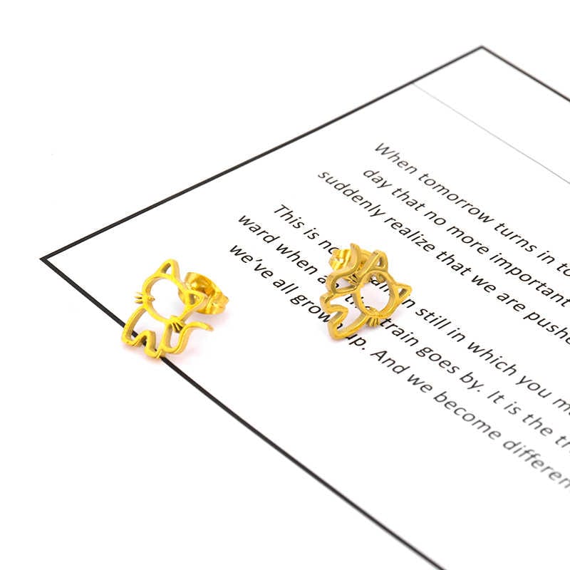 Chic Cat Earrings | 18K PVD Gold Plated - For Women | Includes: Earrings