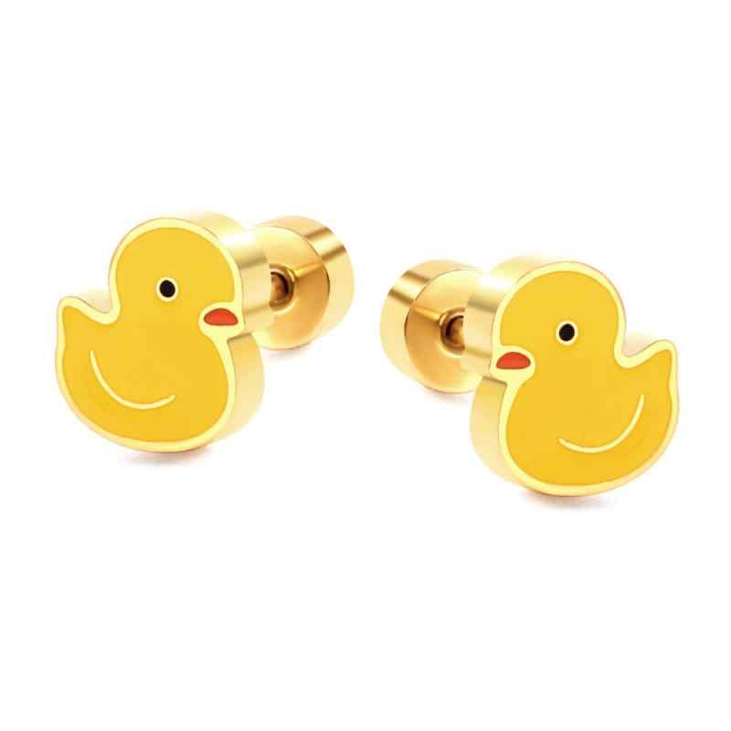 Playful Duck Earrings | 18K PVD Gold Plated - For Women | Includes: Earrings