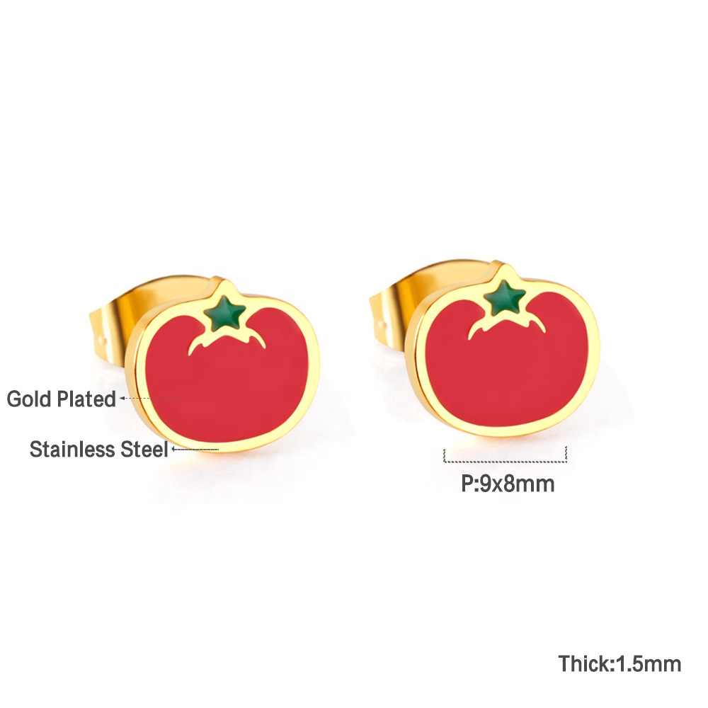 Quirky Tomato Earrings | 18K PVD Gold Plated - For Women | Includes: Earrings