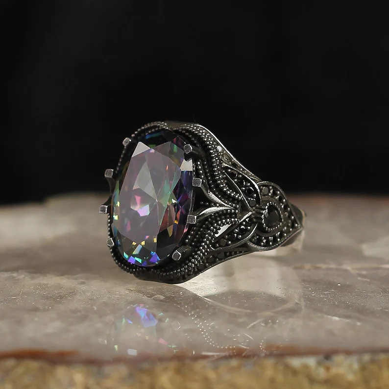 Classic Vintage Ring | Zircon - For Men | Includes: Ring