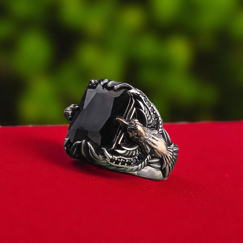 Eagle Bold Vintage Ring | Black Zircon - For Men | Includes: Ring