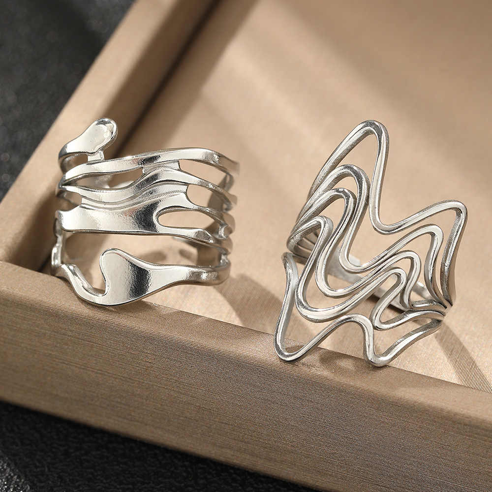 Style Gleam Adjustable Rings | Silver Plated Stainless Steal - For Women | Includes: Rings (Set of 2)
