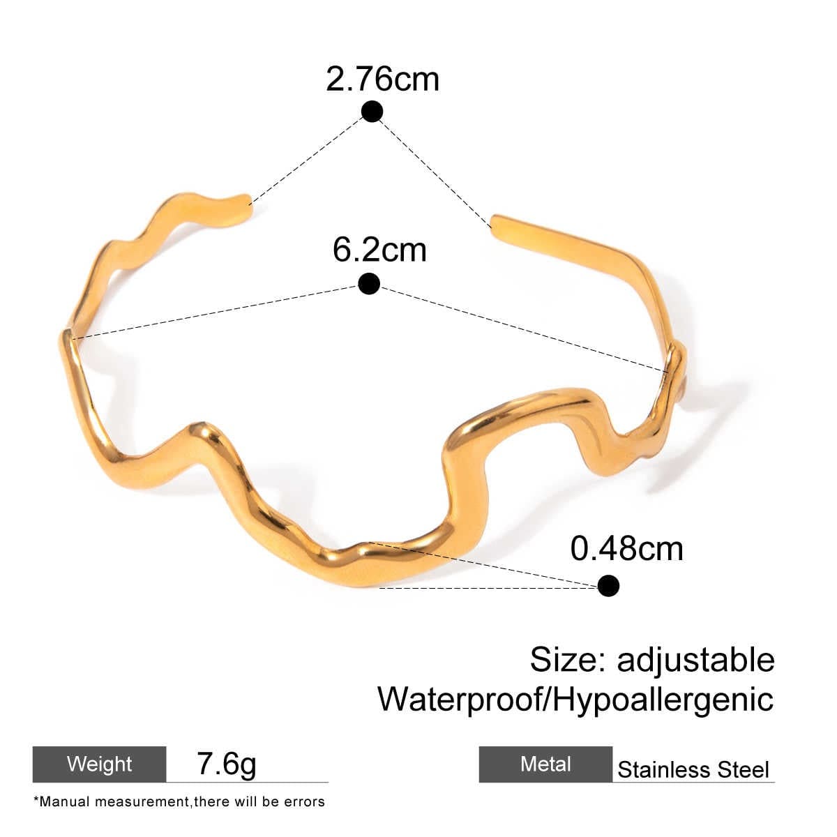 Artisan Golden Cuff | PVD 18K Gold Plated, Stainless Steel, Water Proof - For Women | Includes: Bracelet