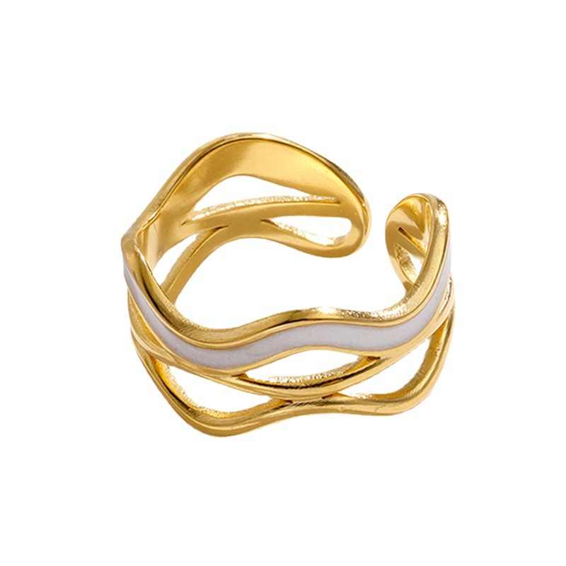 Wavy Statement Ring | PVD 18K Gold Plated, Stainless Steel, Water Proof - For Women | Includes: Ring