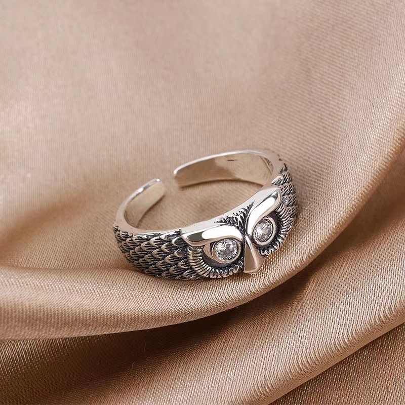 Owl Adjustable Rings | PVD Silver Plated - For Women | Includes: Rings