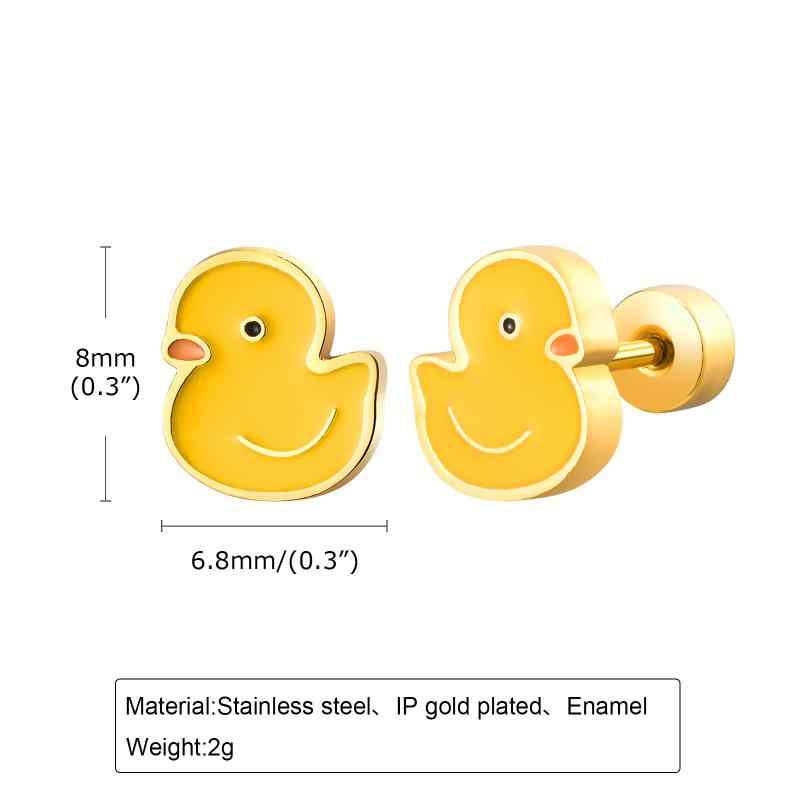 Playful Duck Earrings | 18K PVD Gold Plated - For Women | Includes: Earrings