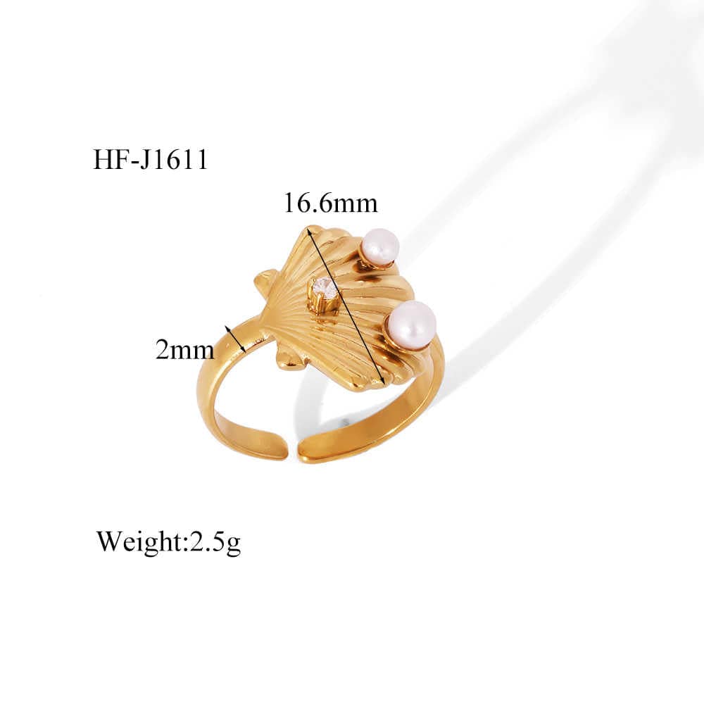Sea Shell Ring | 18K PVD Gold Plated - For Women | Includes: Ring
