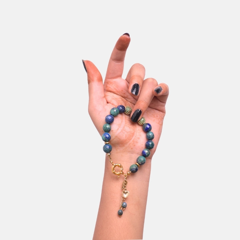 Vibrant Soul Bracelet | Azurite Stone, PVD 18K Gold Plated - For Women | Includes: Bracelet