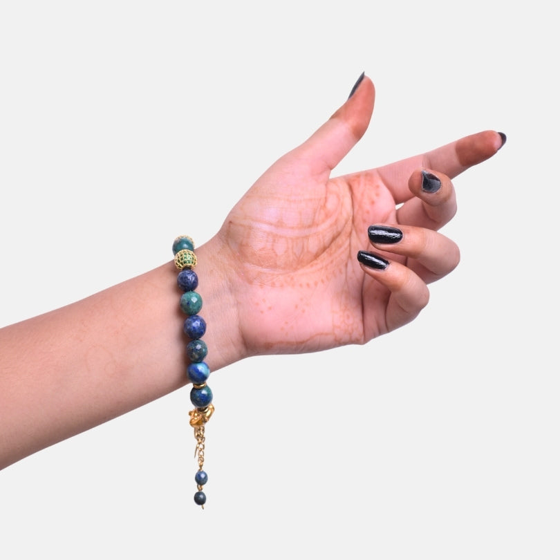 Vibrant Soul Bracelet | Azurite Stone, PVD 18K Gold Plated - For Women | Includes: Bracelet