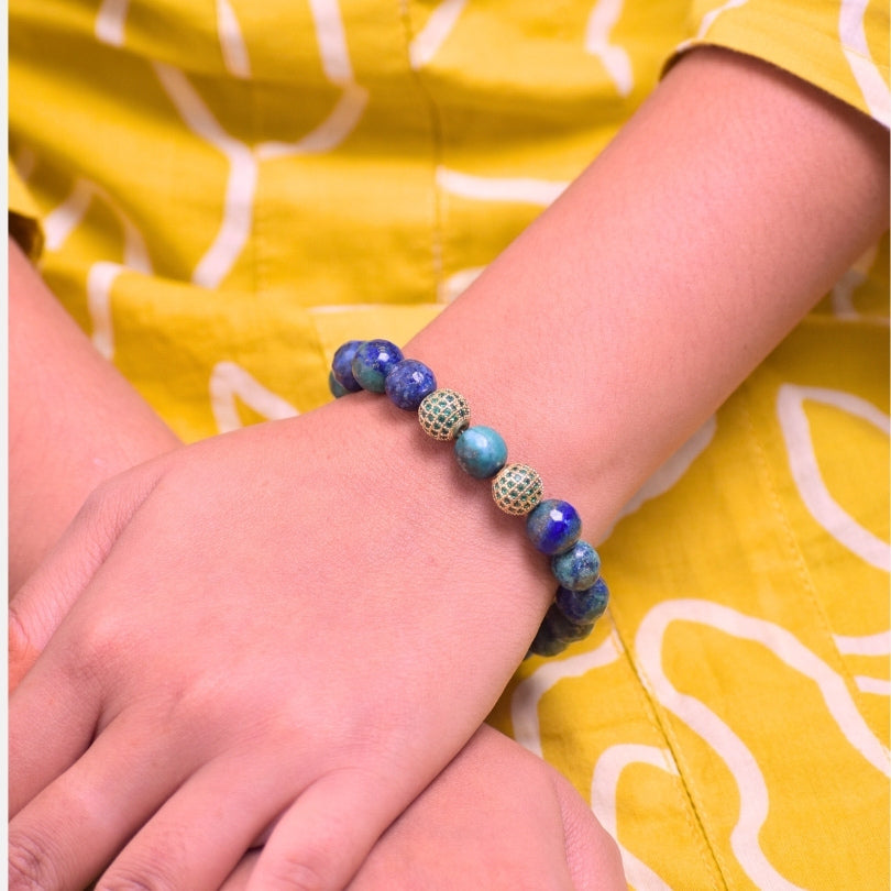 Vibrant Soul Bracelet | Azurite Stone, PVD 18K Gold Plated - For Women | Includes: Bracelet