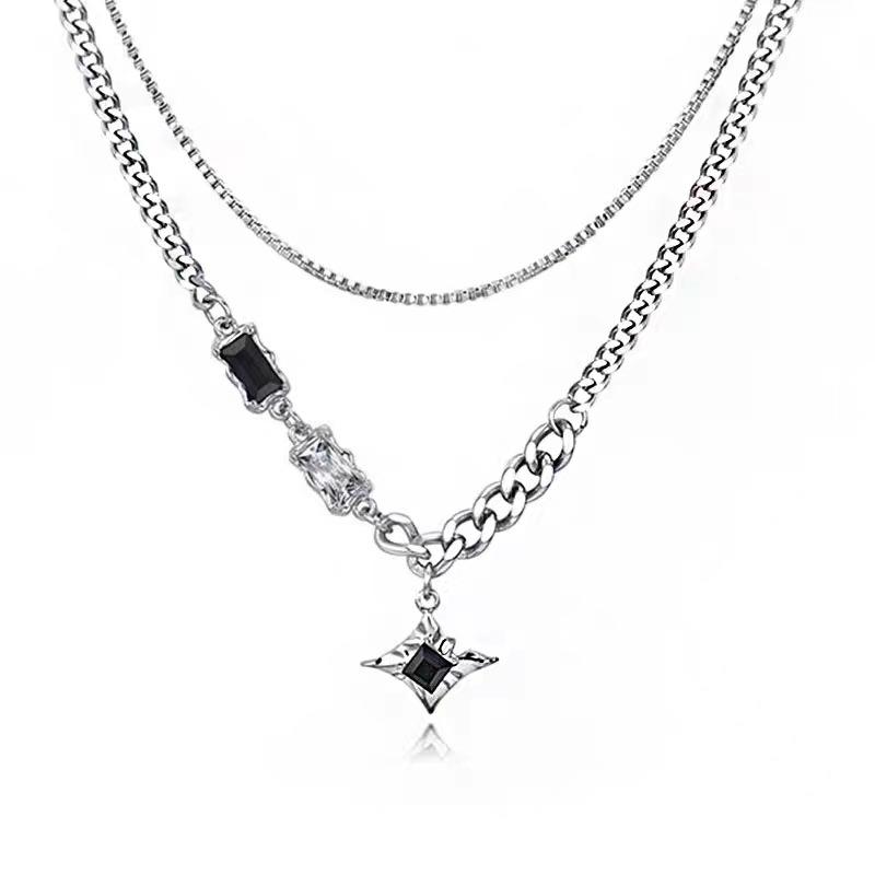 Obsidian Dual Layer Necklace | Premium Alloy- For Men| Includes: Necklace