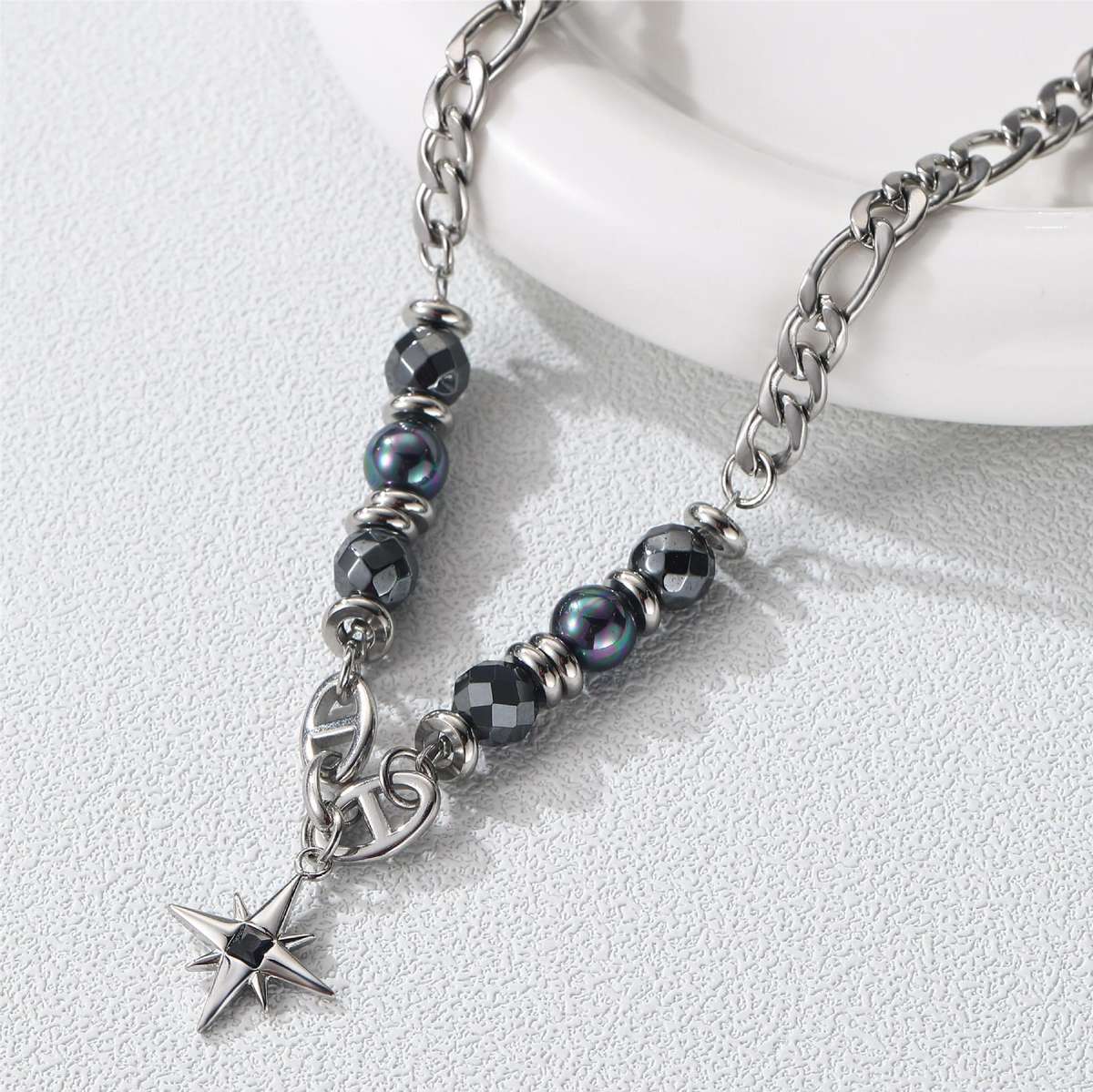 Obsidian Star Necklace | REAL STEEL- For Men| Includes: Necklace