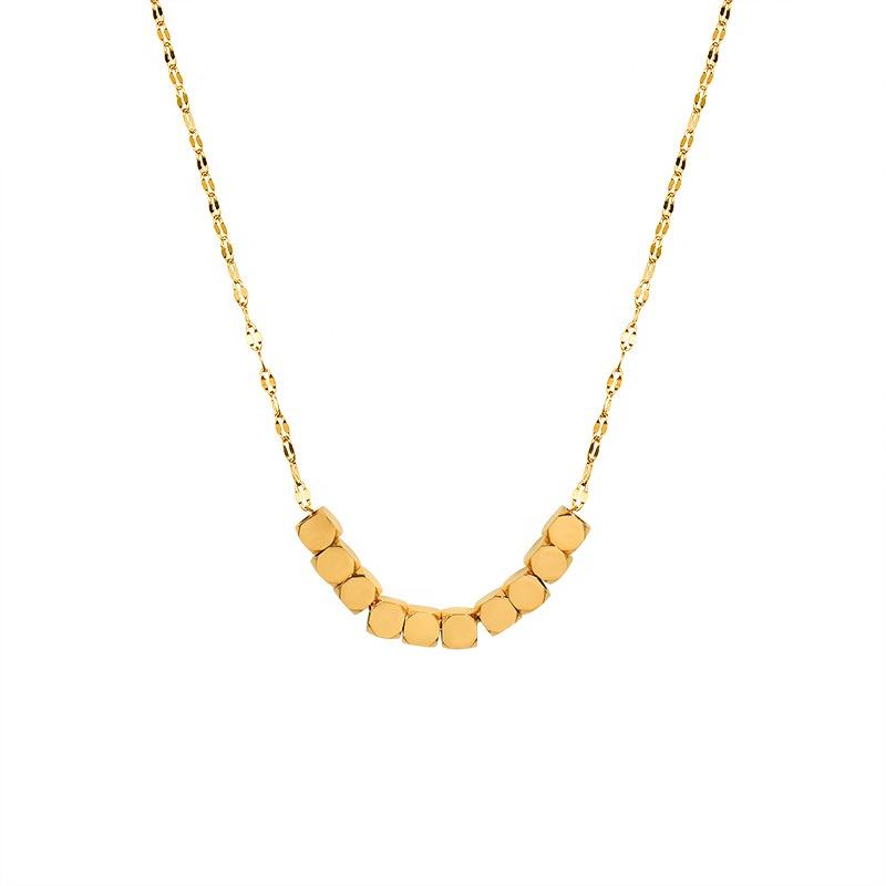 Stylish Square Beads Necklace | 18K PVD Gold Plated - For Women | Includes: Necklace