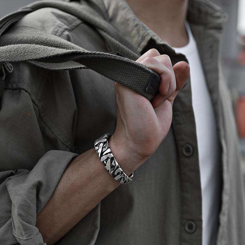 Woven Viking Cuff Bracelet | Premium Alloy - For Men | Includes: Bracelet