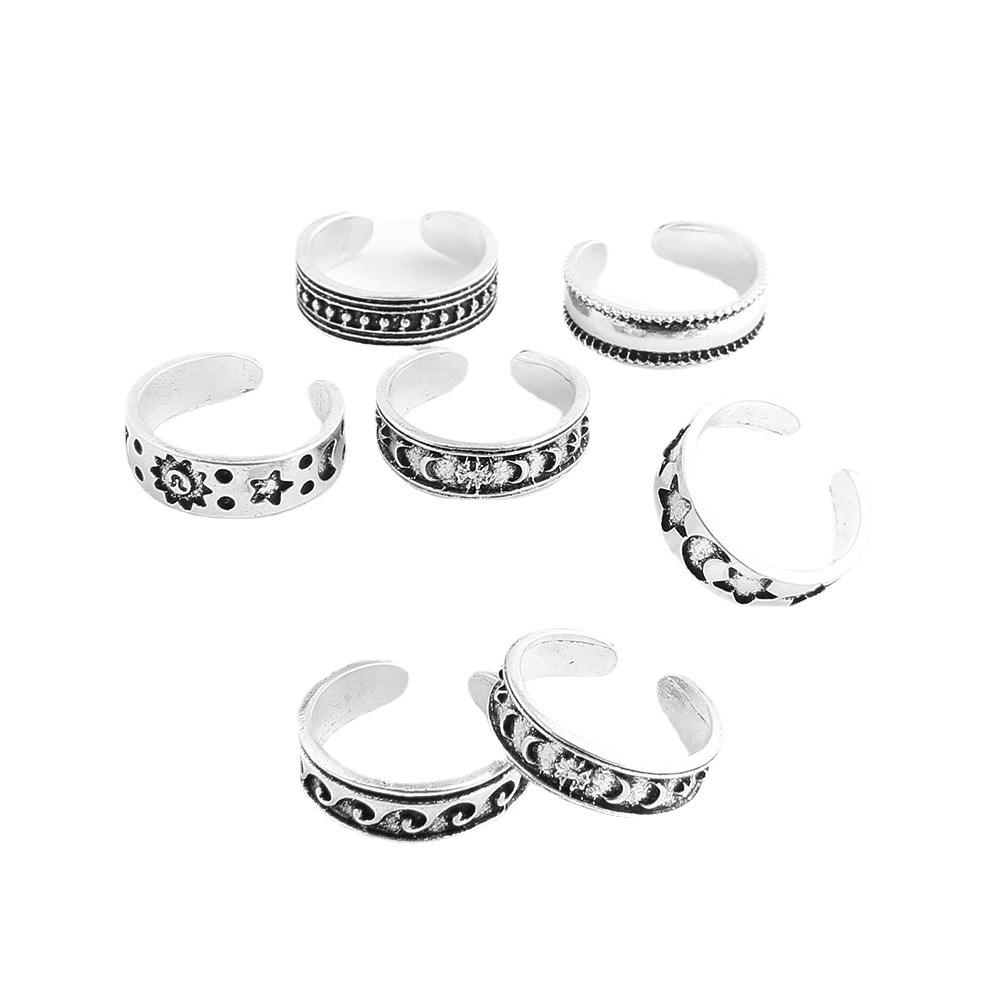 Viking Saga Antique Rings / Toe Rings | Premium Alloy - For Women | Includes: Rings (Set of 7)