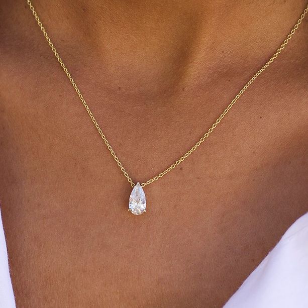 Dia Clear Zircon Dainty Necklace | 18K PVD Gold Plated - For Women | Includes: Necklace