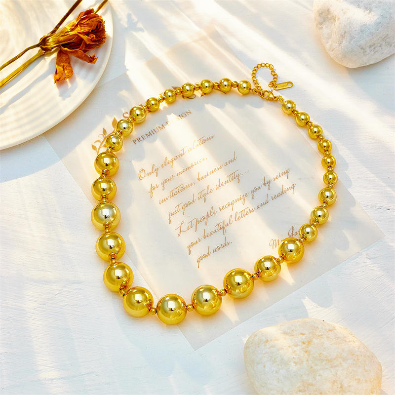 Chunky Beads Necklace | CCB & Stainless Steel - For Women | Includes: Necklace