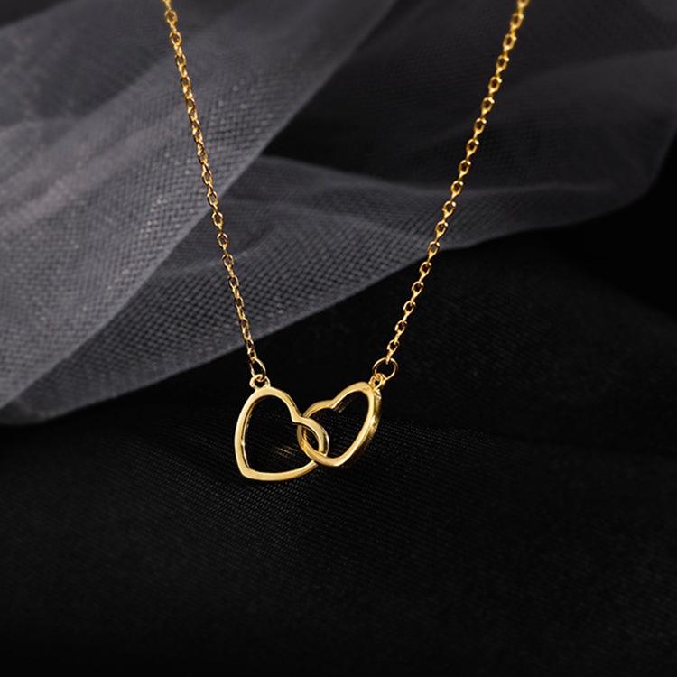Intertwined Golden Heart Necklace | 18K PVD Gold Plated - For Women | Includes: Necklace