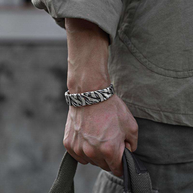 Woven Viking Cuff Bracelet | Premium Alloy - For Men | Includes: Bracelet