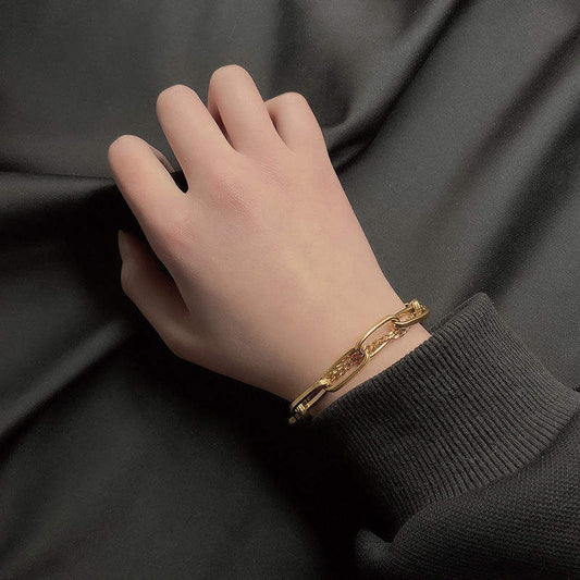 Dual Layer Rolo Chain Bracelet | 18K PVD Gold Plated - For Women | Includes: Bracelet