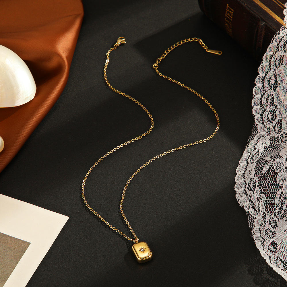 Solid Dainty Necklace | 18K PVD Gold Plated - For Women | Includes: Necklace
