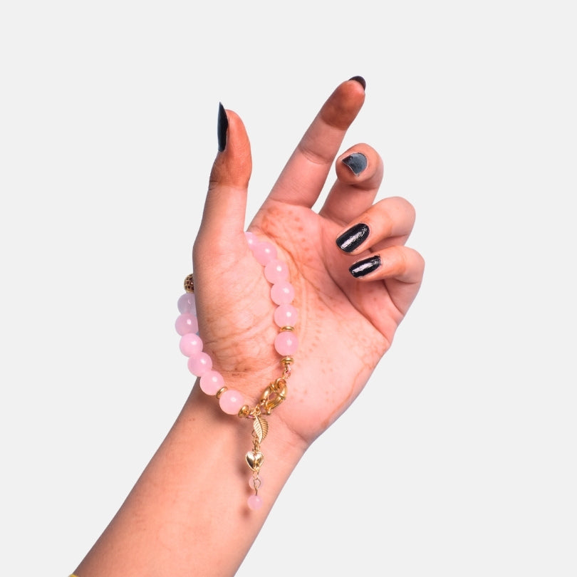Minimal Muse Bracelet | Rose Quartz Stone, PVD 18K Gold Plated - For Women | Includes: Bracelet