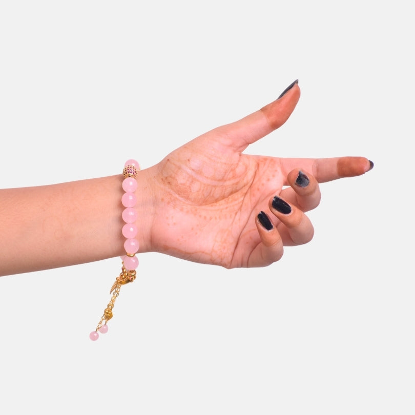 Minimal Muse Bracelet | Rose Quartz Stone, PVD 18K Gold Plated - For Women | Includes: Bracelet