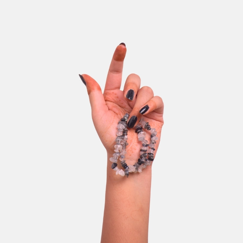Youthful Gleam Bracelet | Black Rutile Quartz Chips โ For Women | Includes: Bracelet