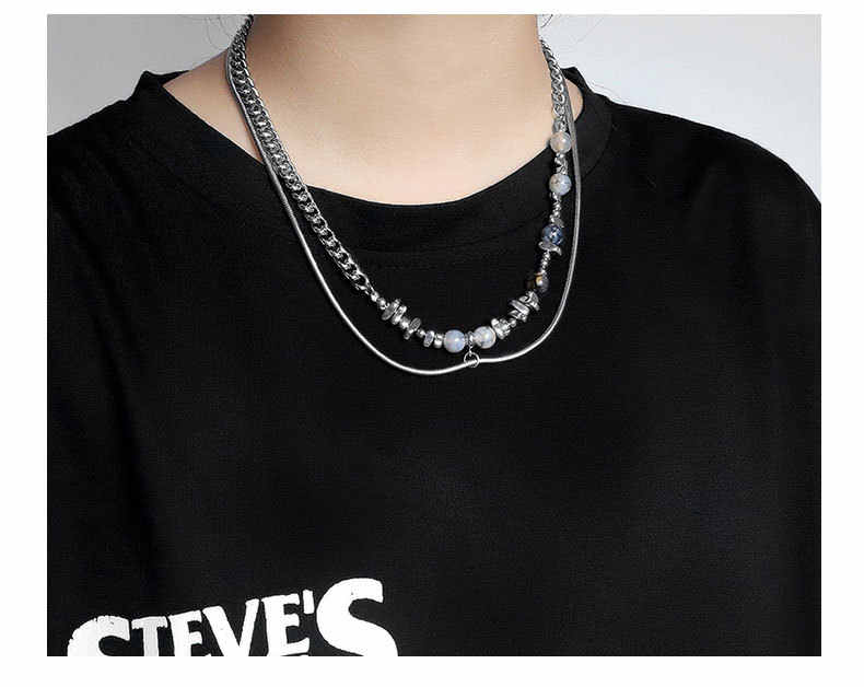Statement Double-Layered Necklace | Gemstones - For Men | Includes: Necklace